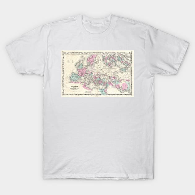 Vintage Map of The Roman Empire (1862) T-Shirt by Bravuramedia